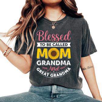 Blessed To Be Called Mom Grandma Sunflower Mother's Day Women's Oversized Comfort T-Shirt - Thegiftio UK