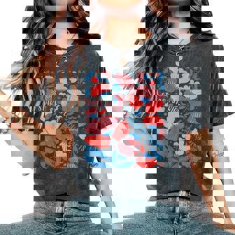 Boho Floral Stars Stripes And Equal Rights 4Th Of July Women's Oversized Comfort T-Shirt | Mazezy