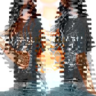 Bruh Its Fall Goose Pumpkin Spice Thanksgiving Autumn Leaves Women's Oversized Comfort T-Shirt - Monsterry