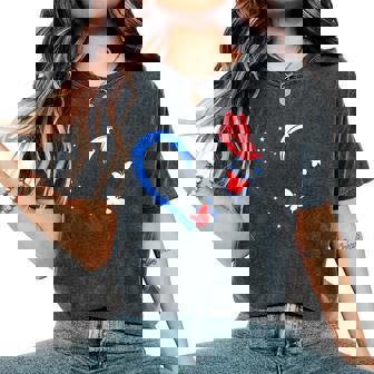 Butterfly Red White Blue Patriotic Usa Flag 4Th Of July Women's Oversized Comfort T-Shirt - Thegiftio