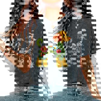 Caniche Flor Divertido Perroilueta Floral Es Hombres Camiseta extragrande cómoda para mujer - Regaloses