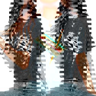 Cassette Fiesta Des Los 80 90 Retro Disfraz Cuello Camiseta extragrande cómoda para mujer - Regaloses