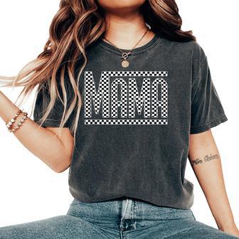 Checkered Mama Black White Checker Print Women's Oversized Comfort T-Shirt - Thegiftio UK