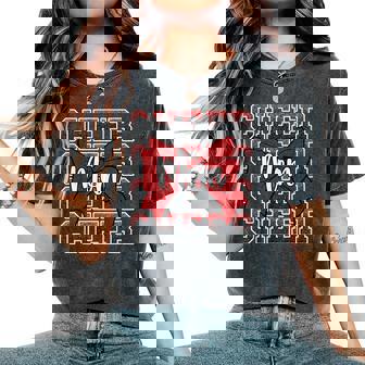 Cheer Mom Mama Bow Sport Cheerleader Cheerleading Red Women's Oversized Comfort T-Shirt - Thegiftio