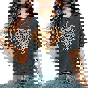 Cœur Léopardur La Poitrine Motif Léopard Jolie Fille En Forme De Cœur T-shirt oversize confortable pour femme - Cadeauxyz