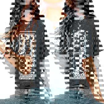 The Coffee Lover Cat ビンテージ ゴシック タロットカード レディースオーバーサイズコンフォートTシャツ - Kawaiitshirt