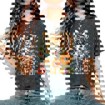 Corgi Mom Dog Lover Mother's Day Retro Floral Women Women's Oversized Comfort T-Shirt | Mazezy