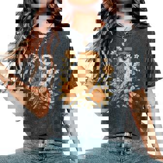 Cottagecore Owl Floral Naturecore Aesthetic Girls Women's Oversized Comfort T-Shirt | Seseable FR