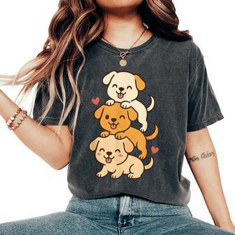 Cute Kawaii Puppies Neko Dog Lover Girl Women's Oversized Comfort T-Shirt - Thegiftio