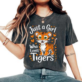 Cute Tiger Just A Girl Who Loves Tigers Women's Oversized Comfort T-Shirt - Thegiftio UK