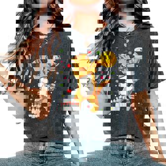 Dabbing Cat ボウリングシャツ 面白いボウリングギフト 猫 お母さん 女の子 レディースオーバーサイズコンフォートTシャツ - Kawaiitshirt