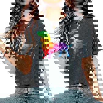 Dachshund Gay Pride Lgbt Lgbtq Rainbow Flag Dog Lovers レディースオーバーサイズコンフォートTシャツ - Kawaiitshirt