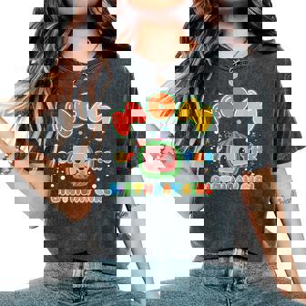 Dad And Mom Of The Birthday Girl Melon Family Matching Women's Oversized Comfort T-Shirt - Seseable