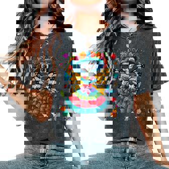 Dia De Los Muertos Monarch Butterfly Day Of Dead Girl Women Women's Oversized Comfort T-Shirt - Thegiftio