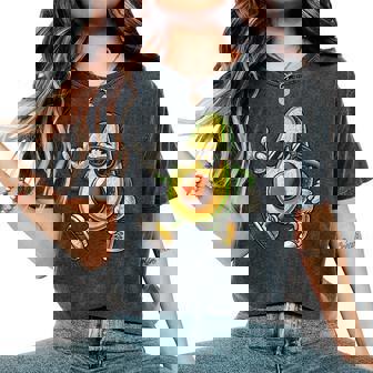 Dibujos Animados Retro Aguacate Con Gafas Deol Hombres Es Divertido Aguacate Camiseta extragrande cómoda para mujer - Regaloses