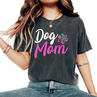 Dog Mom Leopard Dog Lover Paw Dog Mom Women's Oversized Comfort T-Shirt - Thegiftio UK