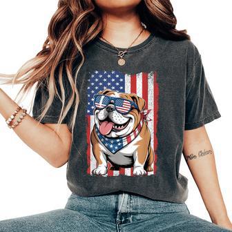 English Bulldog 4Th Of July Dog Patriotic Usa Flag Man Woman Women's Oversized Comfort T-Shirt - Thegiftio UK