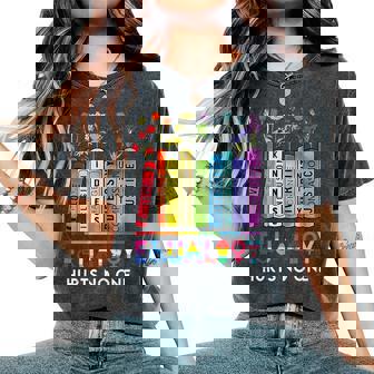 Equality Hurts No One Book Flower Rainbow Pride Month Lgbtq Women's Oversized Comfort T-Shirt - Monsterry