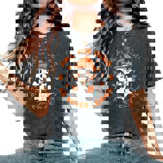 Fall For Jesus He Never Leave Cute Ghost Retro Halloween Women's Oversized Comfort T-Shirt - Monsterry