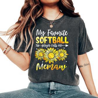 My Favorite Softball Player Calls Me Memaw Mother's Day Women's Oversized Comfort T-Shirt - Thegiftio UK