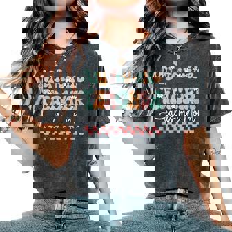 My Favorite Teacher Calls Me Mom Mother's Day Checkered Mama Women's Oversized Comfort T-Shirt - Thegiftio