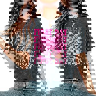 First Day Of 3Rd Grade Girls Coquette Bow Back To School Women's Oversized Comfort T-Shirt | Mazezy