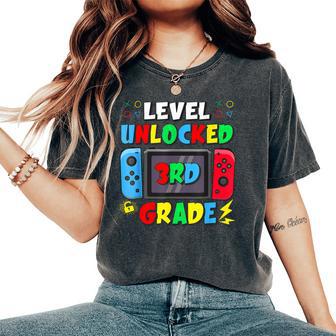 First Day Of 3Rd Grade Level Unlocked Game Back To School Women's Oversized Comfort T-Shirt - Thegiftio UK