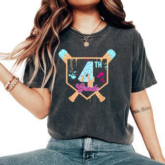 First Day Of Fourth 4Th Grade Baseball Ice Cream Drip Boy Women's Oversized Comfort T-Shirt - Thegiftio UK