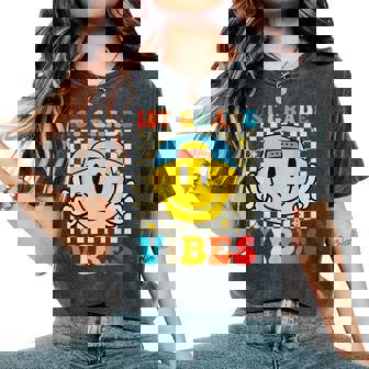 First Grade Vibes Smile First Day Of School 1St Grade Team Women's Oversized Comfort T-Shirt | Mazezy