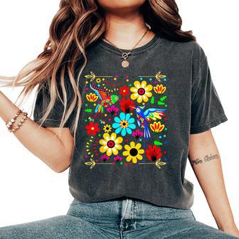 Floral Bird Otomi Mexican Style Mexicano Mexicana Women's Oversized Comfort T-Shirt - Thegiftio UK