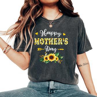 Floral Happy Mother's Day Sunflower For Mom Grandma Women's Oversized Comfort T-Shirt - Thegiftio UK
