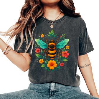 Flowers Beekeeping Beekeeper Floral Honey Bee Lover Women's Oversized Comfort T-Shirt - Thegiftio UK