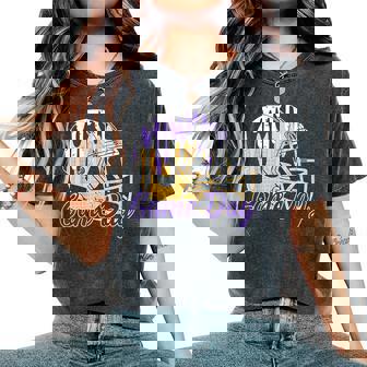 Football Drip Game Day Sports Football Mom Go Cheer Purple Women's Oversized Comfort T-Shirt | Seseable CA