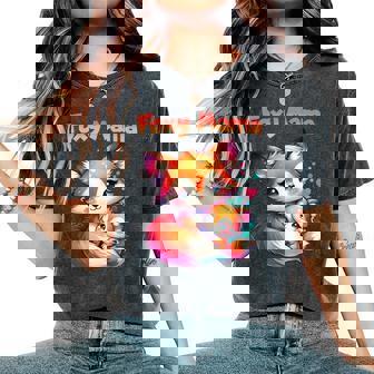 Foxy Mama Mother Daughter Fox Kit Cute Saying Mother's Day Women's Oversized Comfort T-Shirt - Monsterry