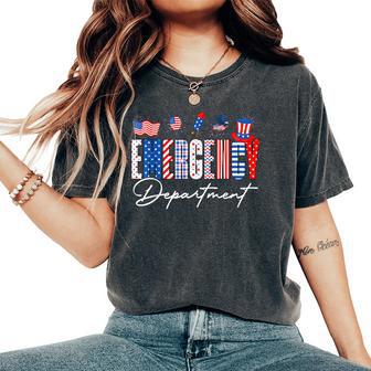Emergency Department Er Nurse Usa Flag 4Th Of July Women's Oversized Comfort T-Shirt - Thegiftio UK
