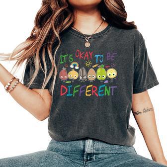 It's Ok To Be Different Apple Teacher Autism Awareness Women's Oversized Comfort T-Shirt - Thegiftio UK