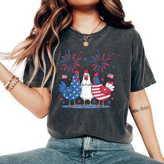 Patriotic Chickens Usa Flag 4Th Of July Chicken Lover Women's Oversized Comfort T-Shirt - Thegiftio UK