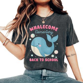 Whalecome Back To School Elementary Ocean Teacher Women's Oversized Comfort T-Shirt - Thegiftio UK