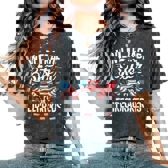 Will Trade Sister For Firecrackers Usa 4Th Of July Women's Oversized Comfort T-Shirt - Thegiftio UK
