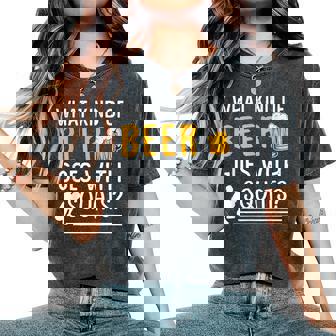 Workout Gym Meme For Beer Loversquats Joke レディースオーバーサイズコンフォートTシャツ - Kawaiitshirt