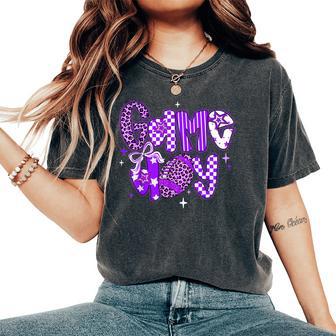 Game Day Football Girly Lace Bow Team Spirit Girls Purple Women's Oversized Comfort T-Shirt - Monsterry