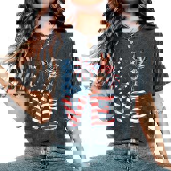 Giraffe Love 4Th Of July Usa Flag Giraffe Women Women's Oversized Comfort T-Shirt - Thegiftio