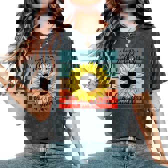 Girasol Mensaje Positivo Motivacional Flor Arte Floral Camiseta extragrande cómoda para mujer - Regaloses