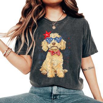 Goldendoodle 4Th Of July Patriotic Golden Doodle Dog Women Women's Oversized Comfort T-Shirt - Thegiftio UK