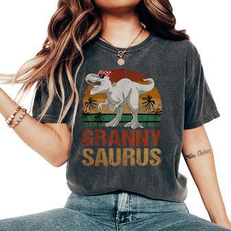 Grannysaurus T Rex Dinosaur Granny Saurus Retro Mother's Day Women's Oversized Comfort T-Shirt - Monsterry