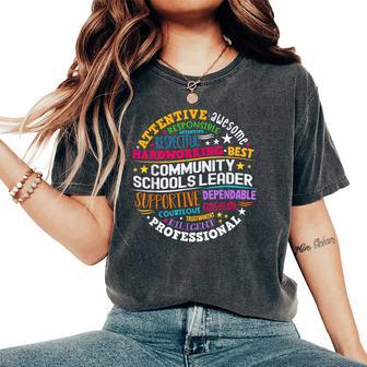 Groovy Community Schools Leader Spreading Positivity Women's Oversized Comfort T-Shirt - Thegiftio UK