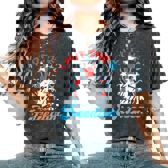 Groovy I Put The D In Freedom 4Th Of July Matching Couples Women's Oversized Comfort T-Shirt | Mazezy