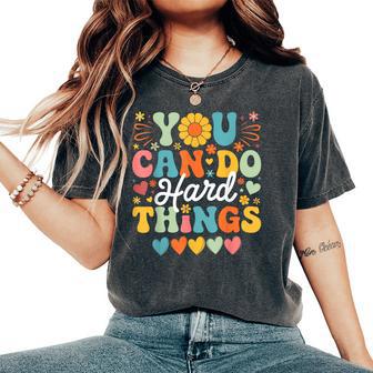 Groovy Test Day Teacher You Can Do Hard Things Women Women's Oversized Comfort T-Shirt - Thegiftio UK