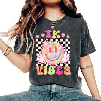 Groovy Tk Vibes First Day Of School Teacher Girls Tk Crew Women's Oversized Comfort T-Shirt - Thegiftio UK