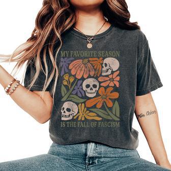 Halloween Retro My Favorite Season Is The Fall Of Fascism Women's Oversized Comfort T-Shirt - Thegiftio UK